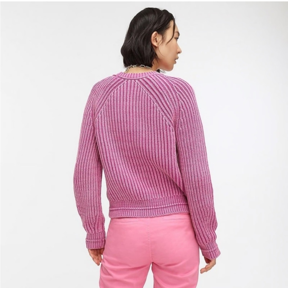 NWT J. Crew Women  Pink Washed Crew Neck Coastal Ribbed Cable Knit Sweater SZ XL - Picture 4 of 10
